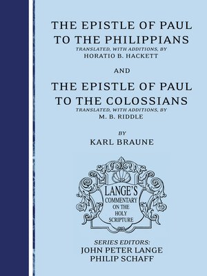 cover image of The Epistle of Paul to the Philippians and Colossians